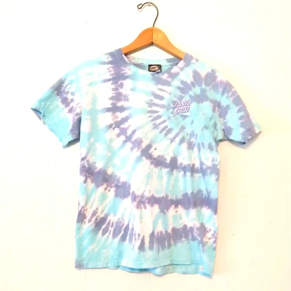 Tie Dyed T-shirt Santa Cruz Skateboards Purple Turquoise - Picture 2 of 5